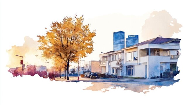 Real Estate Challenge Watercolor Illustration on Pastel Background