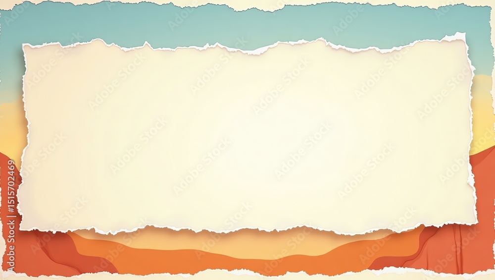 Poster torn paper background with desert and sky layers for message