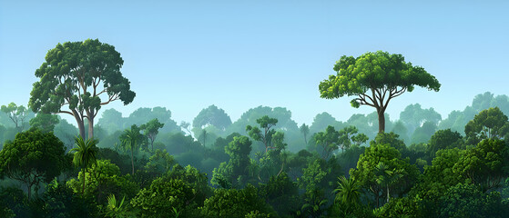 Pixel Art Tropical Forest Landscape