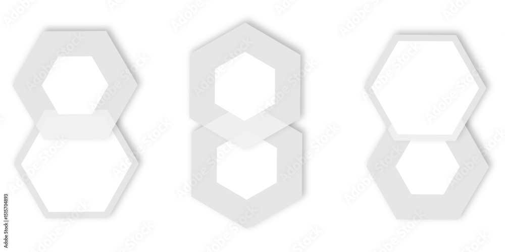 Poster white background featuring a geometric pattern of overlapping hexagons, creating a modern and abstra
