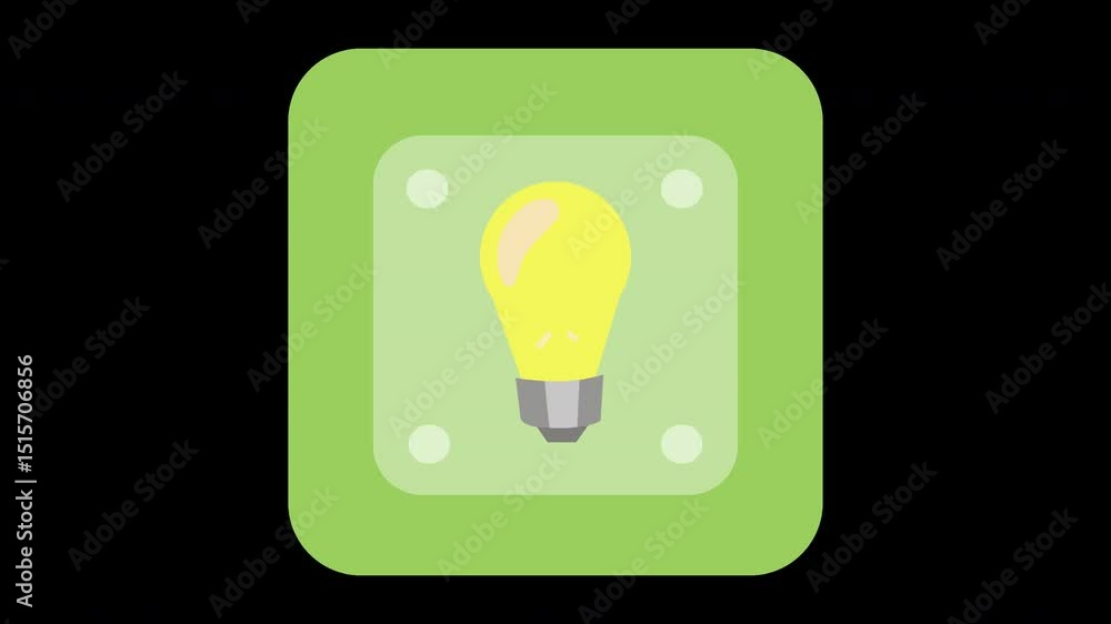Poster green square encased lightbulb concept visualization video short clip loop on a transparent backgrou