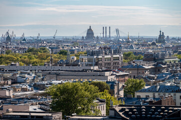 Naklejka premium Aerial view of cityscape of city of St. Petersburg from view point of Resurrection Smolny Cathedral. St.Petersburg, Russia.