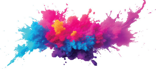 A Powerful Watercolor Creation of Splattered Stains and Bold Brush Strokes, Bringing Bright, Lively Colors Together on a Crisp White Canvas, Offering an Abstract and Vibrant Visual Display.
