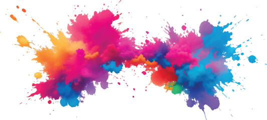 Radiant Watercolor Brush Strokes and Explosive Colorful Splashes on a White Canvas, Blending Abstract Art with a Playful, Modern Touch to Create an Exciting and Dynamic Visual Experience.
