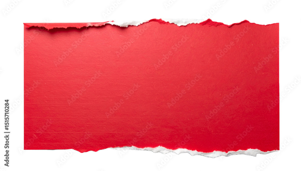 Poster torn red paper with visible texture and frayed edges. the torn edges create a visual contrast
