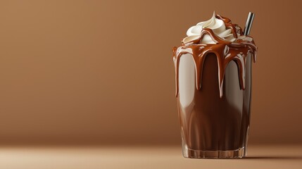 A delicious chocolate milkshake served in a tall glass perfect for satisfying sweet cravings on a warm summer day