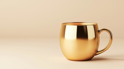 A shiny gold mug standing out against a simple background showcasing its unique design and luxurious appeal