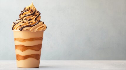 Delicious cup filled with ice, rich chocolate, and topped with fluffy whipped cream for a decadent dessert experience