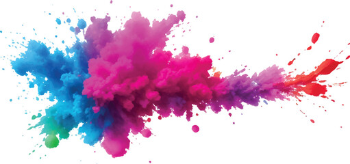 Lively and Bold Watercolor Stains and Brush Strokes in an Explosive Burst of Colors, Creating a Modern Abstract Design on a Crisp White Canvas, Bringing a Dynamic Artistic Expression.
