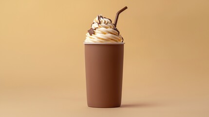 Freshly brewed coffee in a cup with a generous topping of whipped cream and a dusting of cocoa powder