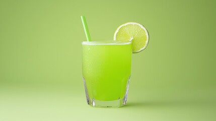 Refreshing glass of limeade with a bright green lime wedge for a perfect summer beverage experience