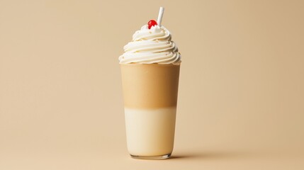 Inviting cup of coffee with a colorful straw ready to be enjoyed on a bright and cheerful morning setting