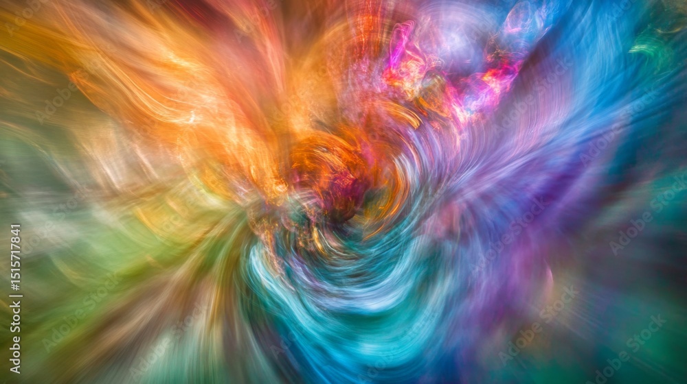 Fototapete a trail of light moving rapidly through a dark tunnel, with vivid colors and dynamic motion blur, cr