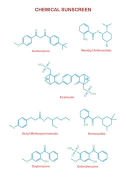 Chemical structure of chemical compound on sunscreen.