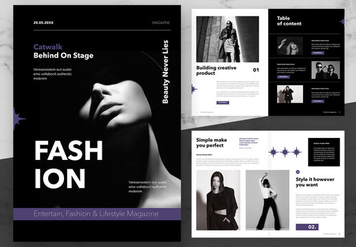 Black And Purple Fashion Magazine