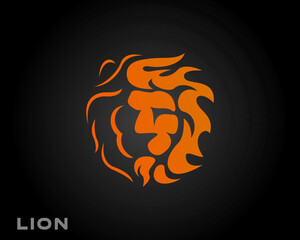 head lion flying hair art style logo design template illustration inspiration