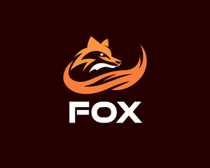 abstract fox art behind tail logo design template illustration inspiration