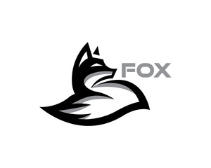 sleeping fox look back art style logo design template illustration inspiration