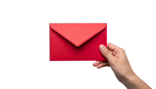 A hand holding a red envelope - Powered by Adobe