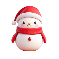 Adorable Christmas Snowman with Red Hat and Scarf on Black Background.
