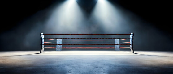 Empty Boxing Ring Under Spotlight