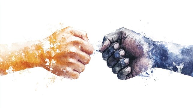 Love Over Hate: Watercolor Illustration Fighting Discrimination & Racism with Hand Drawn Elements on Pastel Background