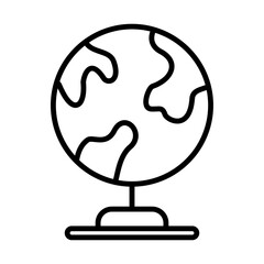 An outline of the world globe on its stand, a symbol of knowledge and exploration