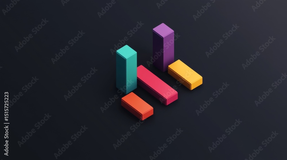Aufkleber minimalist d bar chart with vibrant colors on a dark background, creating a professional, data-drive