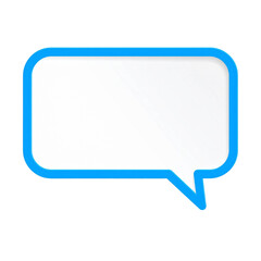 A blue outline speech bubble, perfect for conveying messages or thoughts. The shape has a sleek, modern design with a distinct speech indicator