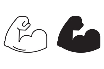Muscle icon, Strong hand line icon, muscle arm strength Simple outline style. Muscle, arm, bicep, power, protein, man, strength, flex, human body concept. eps 10 