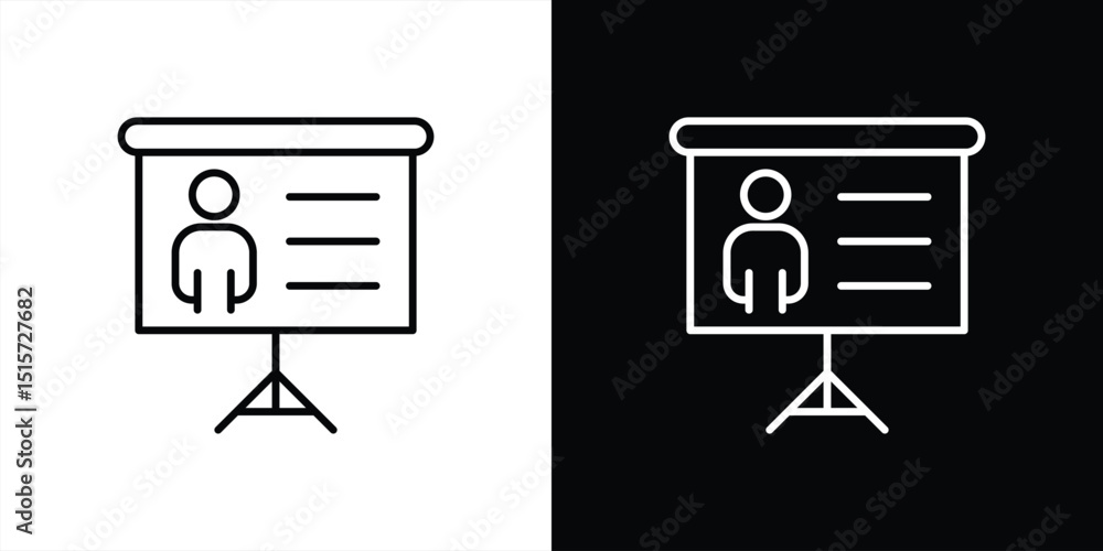Poster professional presentation icon. a sleek symbol of organized profile and data driven showcase thin li