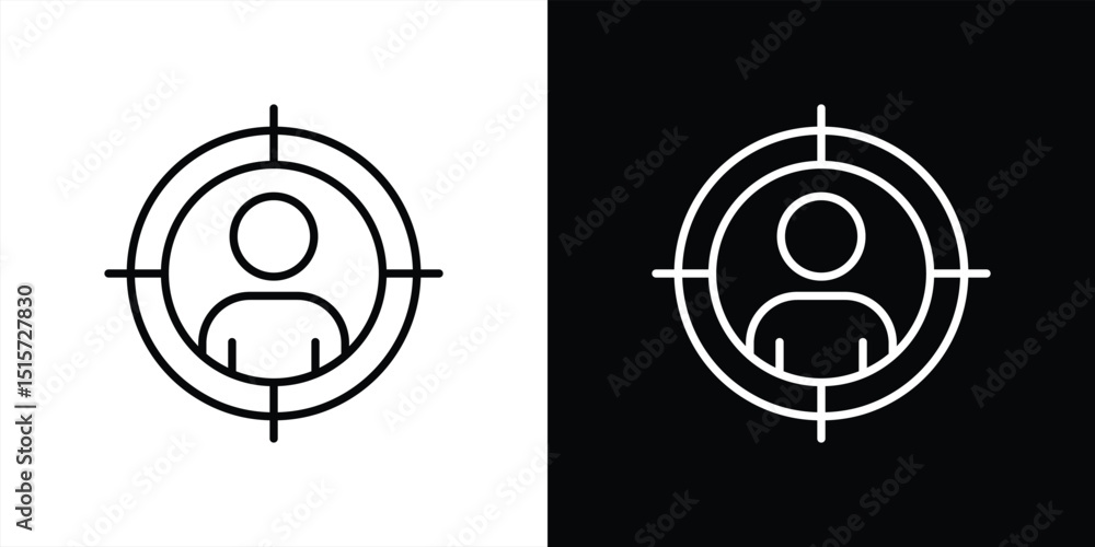 Poster targeted user icon. a precise symbol of focused selection and individual attention thin line icon sy