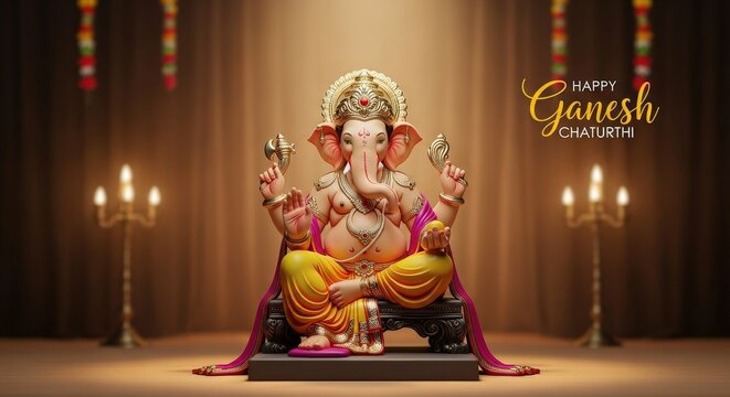 Happy ganesh chaturthi ganesha hinduism festival celebration traditional india