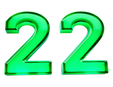 3D Green Number 22 Isolated