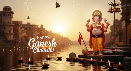 Happy ganesh chaturthi celebration hindu festival india lord ganesha tradition