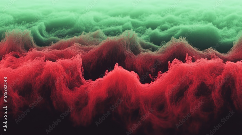 Aufkleber abstract digital rendering featuring red and green hued cloud forms