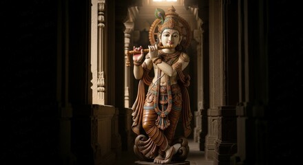 Krishna flute hindu god statue sculpture indian deity divinity spirituality art