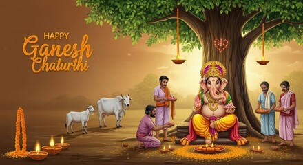 Happy ganesh chaturthi ganesha hindu festival india celebration tradition god