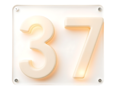 3D Rendered House Number 37 on Acrylic Plate