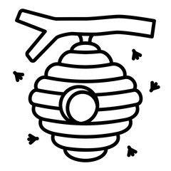 Icon of a wasp or bee nest hanging from a tree branch