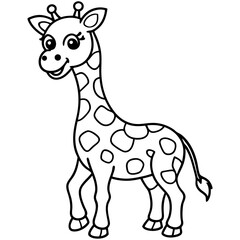 Adorable cartoon giraffe coloring page illustration