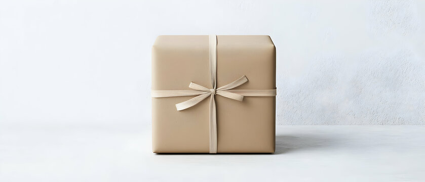 Simple Brown Paper Gift Box Tied With Natural String