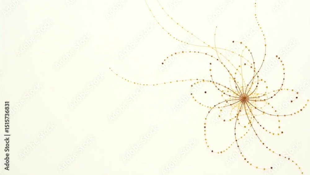 Poster abstract geometric pattern with spiraling lines and dots on cream background