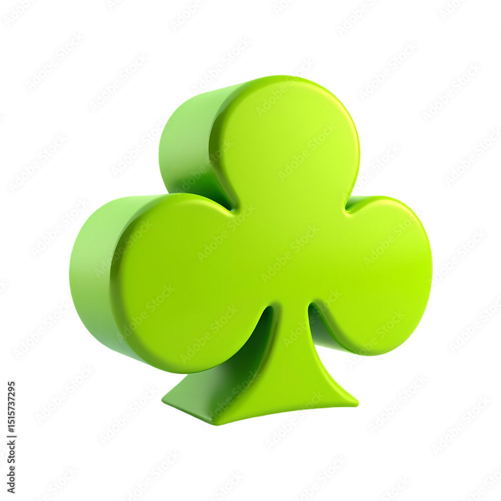 Poster a three dimensional green club card suit symbol a plain black isolated background image render isola