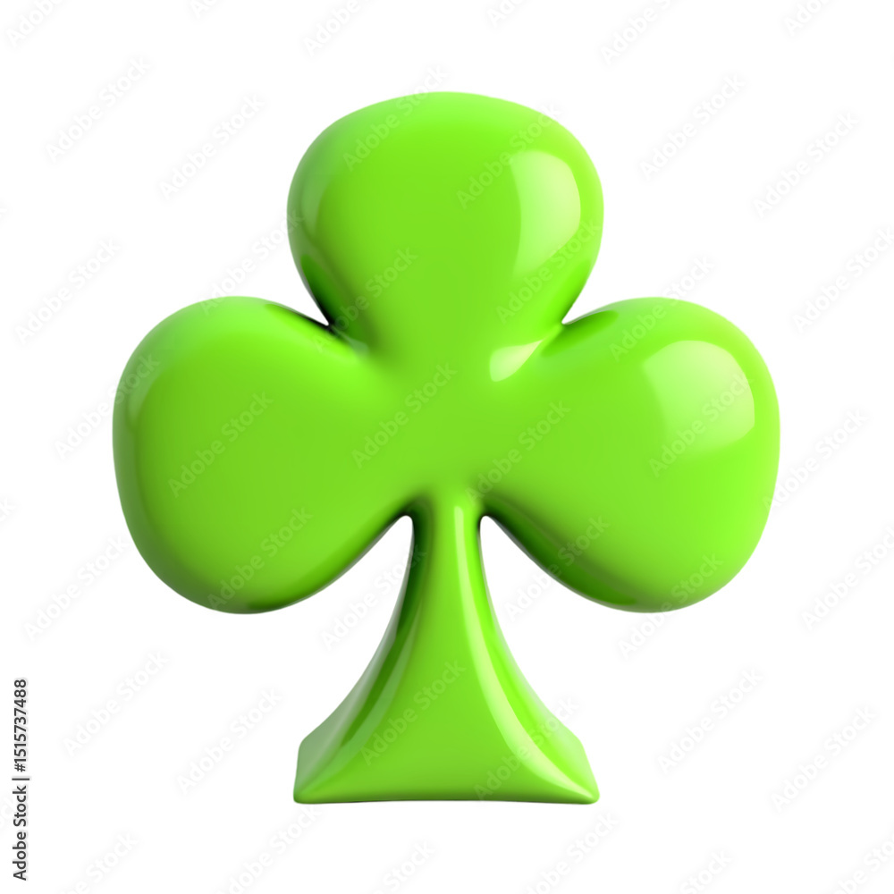 Poster a glossy lime green clubs card suit symbol isolated a plain rendering isolated on transparent backgr