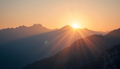 Majestic Mountain Sunrise Golden Rays Illuminating the Peaks