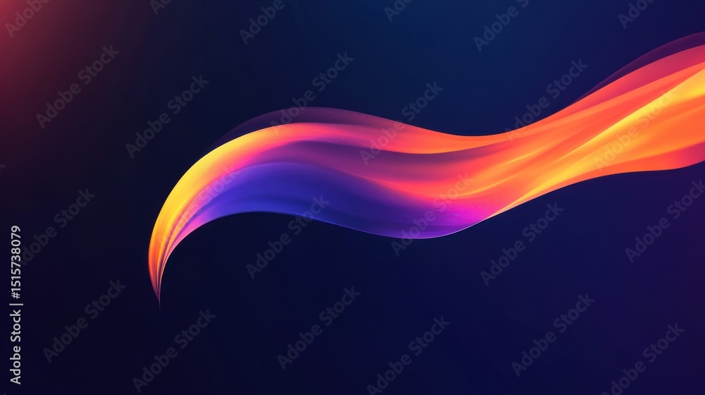 Poster a colorful abstract ribbon flows across a deep blue background smoothly