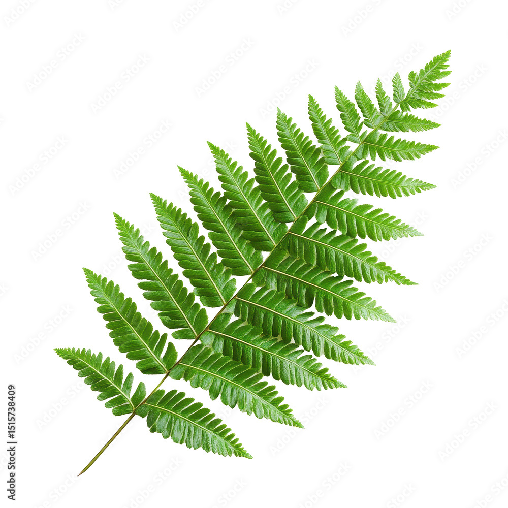 Poster beautiful green fern leaf isolated on a white background showcasing intricate leaf patterns and text