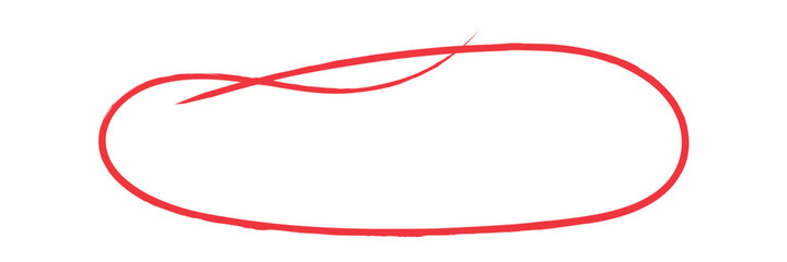 Red pen hand drawn doodle marks, red circle and oval stroke set. Outline red drawing line clipart symbol. Vector illustration . EPS 10 .
