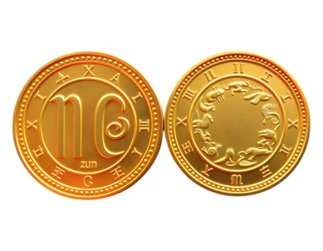 Golden Scorpio Zodiac Coin with Astrological Symbols - Powered by Adobe
